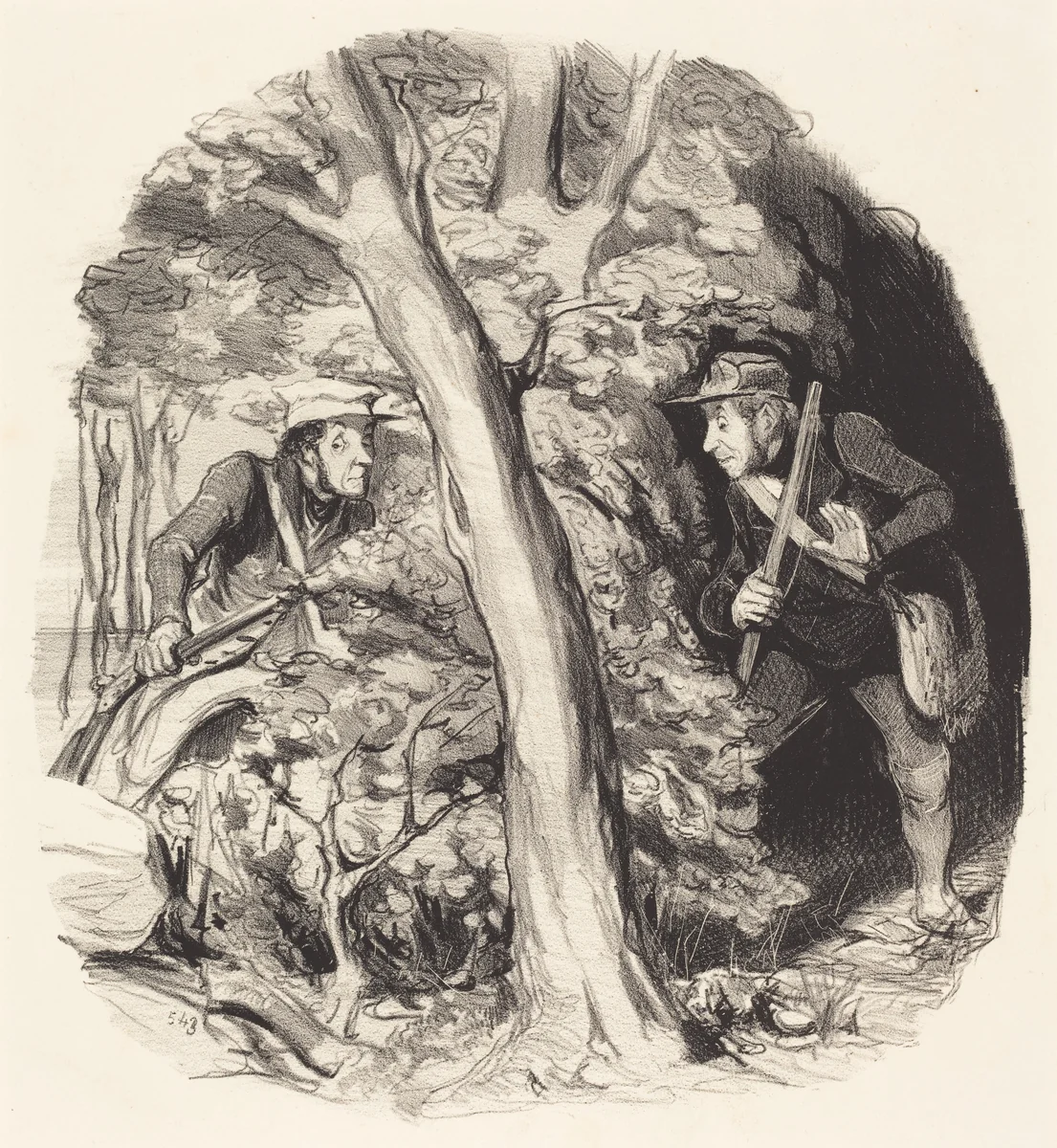 La Rencontre sous bois by Honoré Daumier, print, 1844