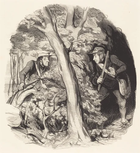 La Rencontre sous bois by Honoré Daumier, print, 1844