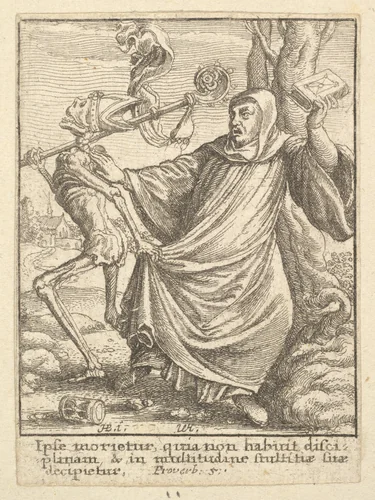 Abbot, from the Dance of Death by Wenceslaus Hollar, print, 1651-1800