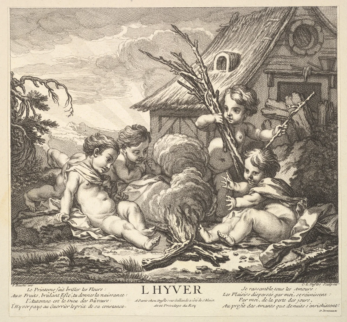 Winter by Claude Augustin Duflos le Jeune, print, 1735-1786