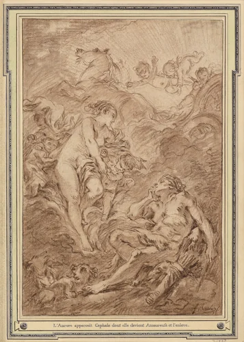 Aurora and Cephalus by François Boucher, drawing, 1765-1767
