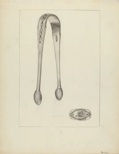 Silver Sugar Tongs by Anthony Zuccarello, index of american design, 1935-1942