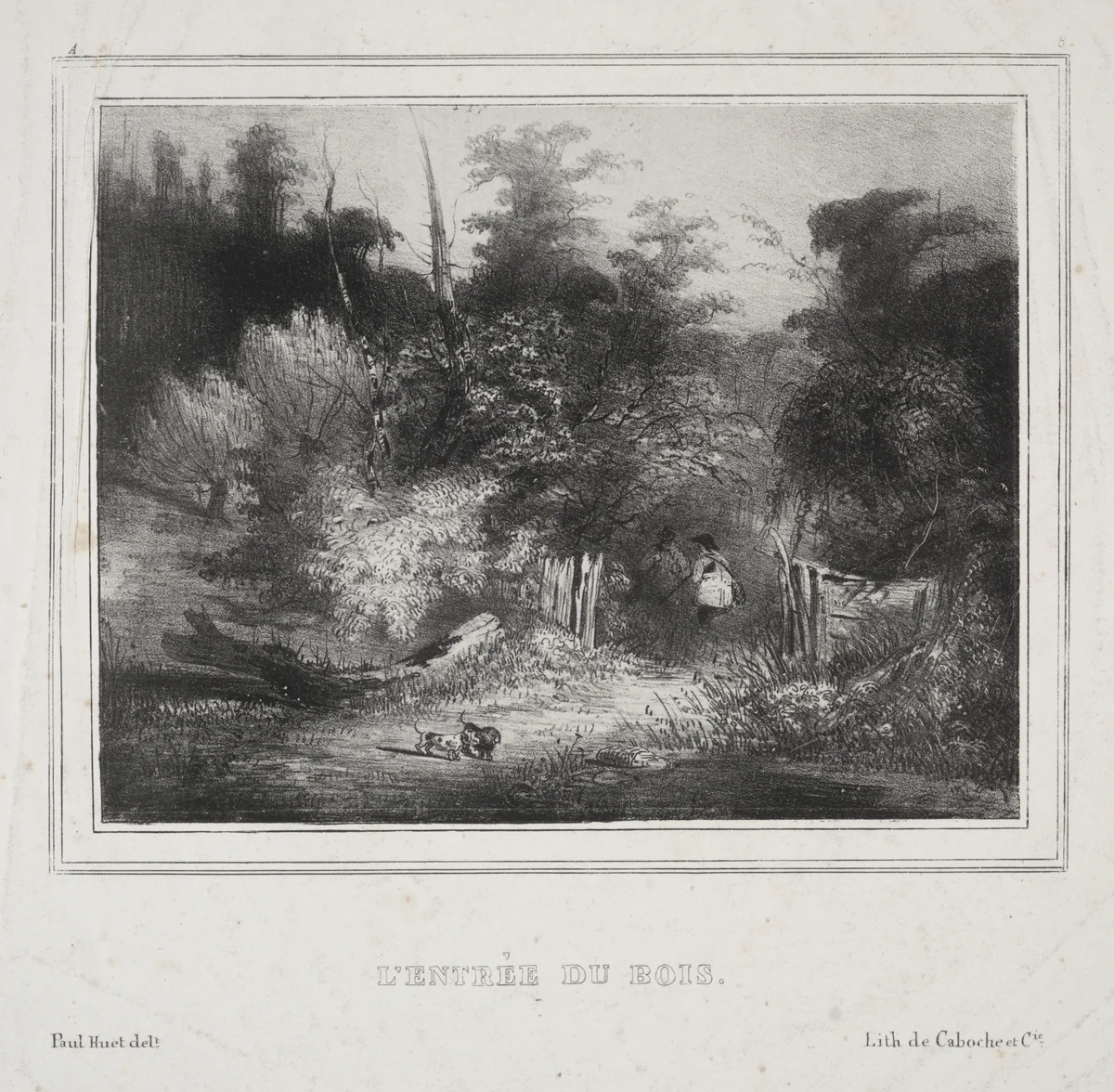 Landscapes: The Entrance of a Forest by Paul Hüet, print, 1829
