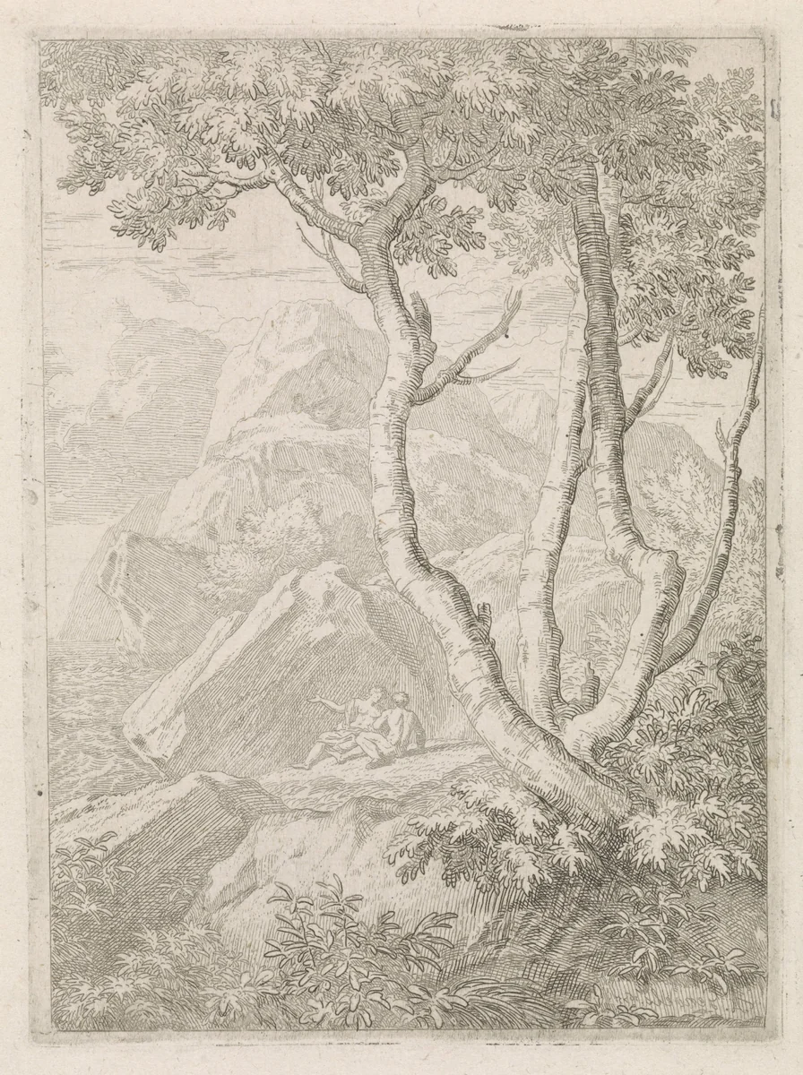 Arcadisch landschap by Abraham Genoels, print, 1650-1723