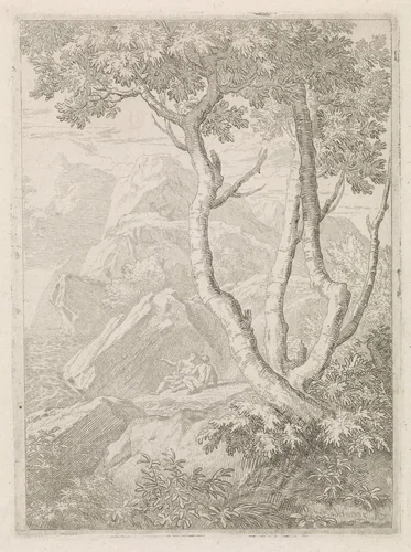 Arcadisch landschap by Abraham Genoels, print, 1650-1723