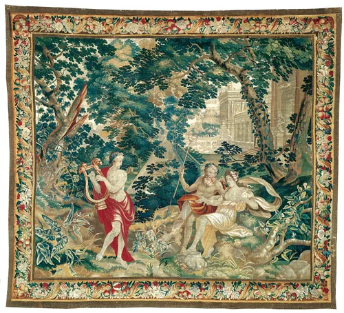 Orpheus Playing the Lyre to Hades and Persephone, from Orpheus and Eurydice or The Metamorphoses by Peter Ykens, textile, 1675-1695