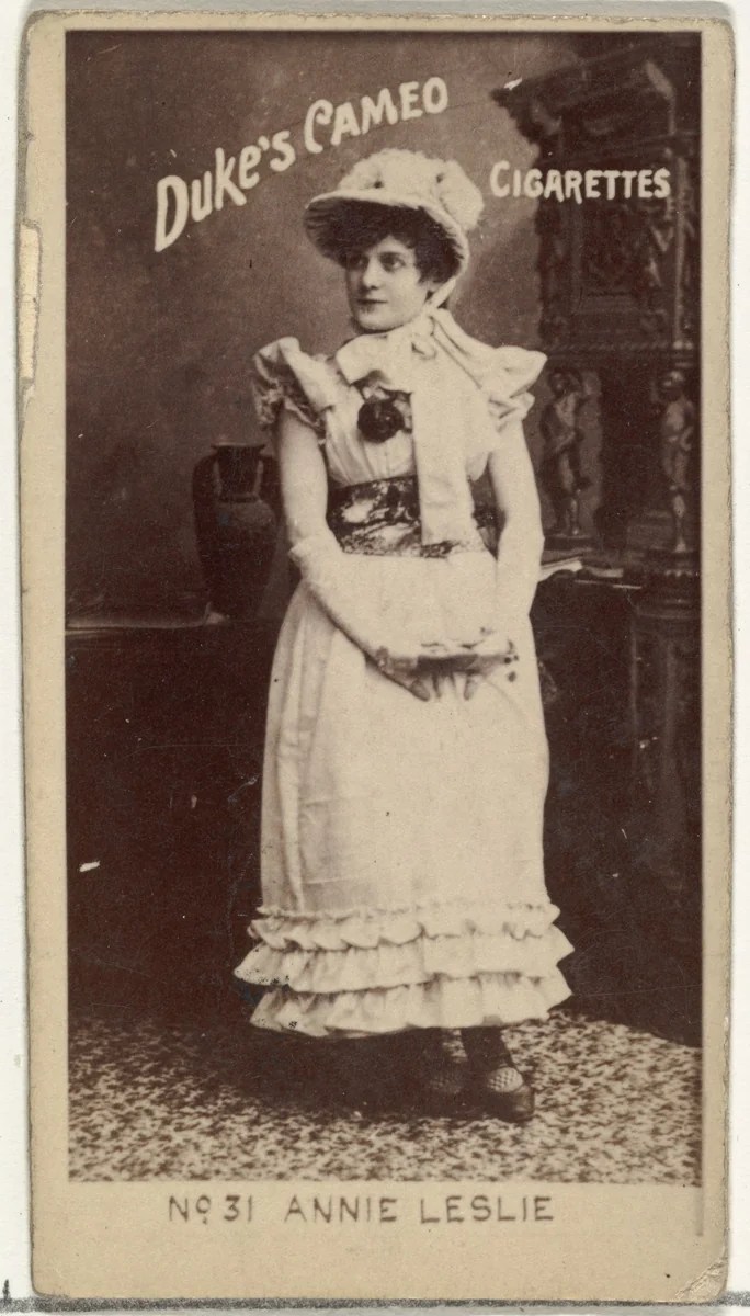Card Number 31, Annie Leslie, from the Actors and Actresses series (N145-4) issued by Duke Sons & Co. to promote Cameo Cigarettes by W. Duke, Sons & Co., photograph, 1880-1889