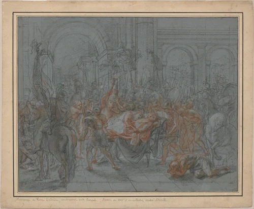 Study for the Funeral of Pallas by Antoine Coypel, drawing, 1711-1721