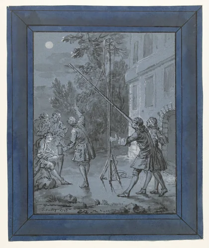 Een dier in de maan / Un Animal dans la Lune by Jean-Baptiste Oudry, drawing, 1731