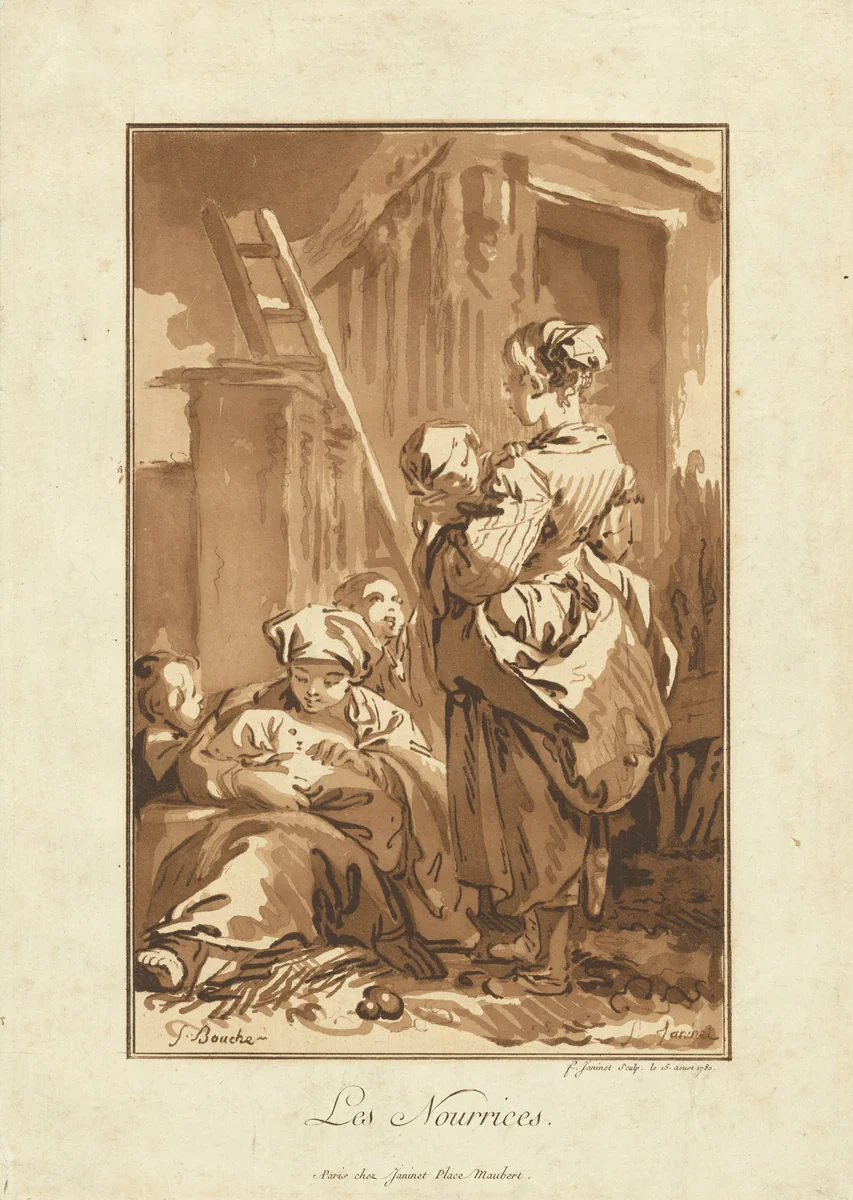 Les Nourrices (The Nurses) by Jean-François Janinet, print, 1780