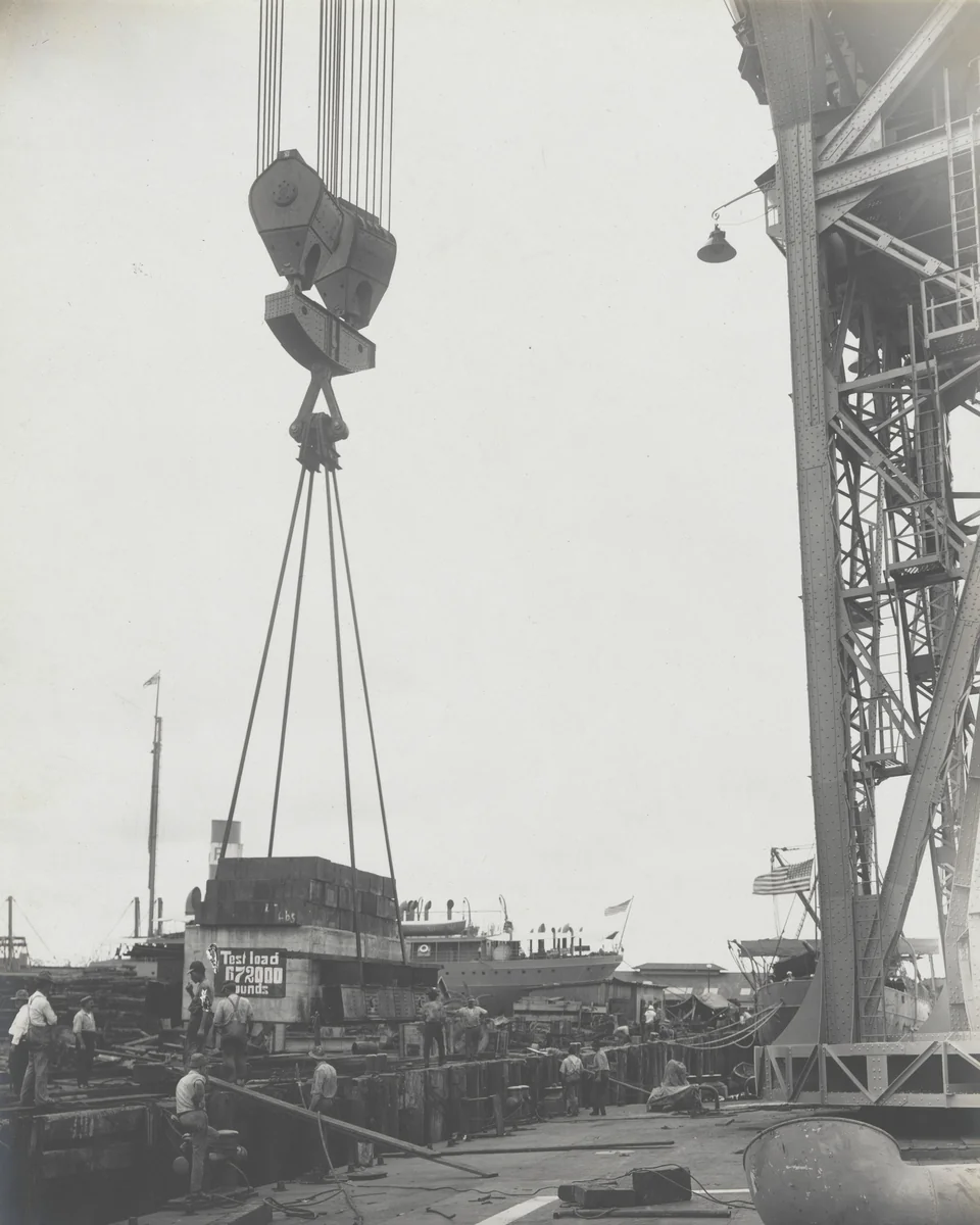 Floating crane "Ajax" test. 250 ton test load by Unidentified Photographer, photograph, 1915