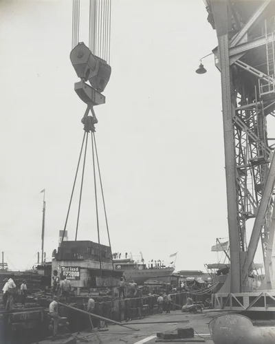 Floating crane "Ajax" test. 250 ton test load by Unidentified Photographer, photograph, 1915