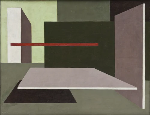 Geometric Forms in Space by Sándor Bortnyik, painting, 1923