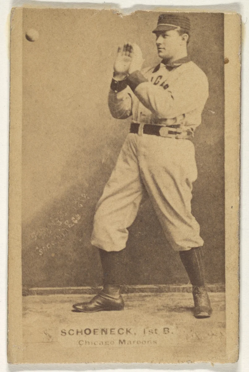 Schoeneck, 1st Base, Chicago, from the Old Judge series (N172) for Old Judge Cigarettes by Goodwin & Company, photograph, 1887-1890