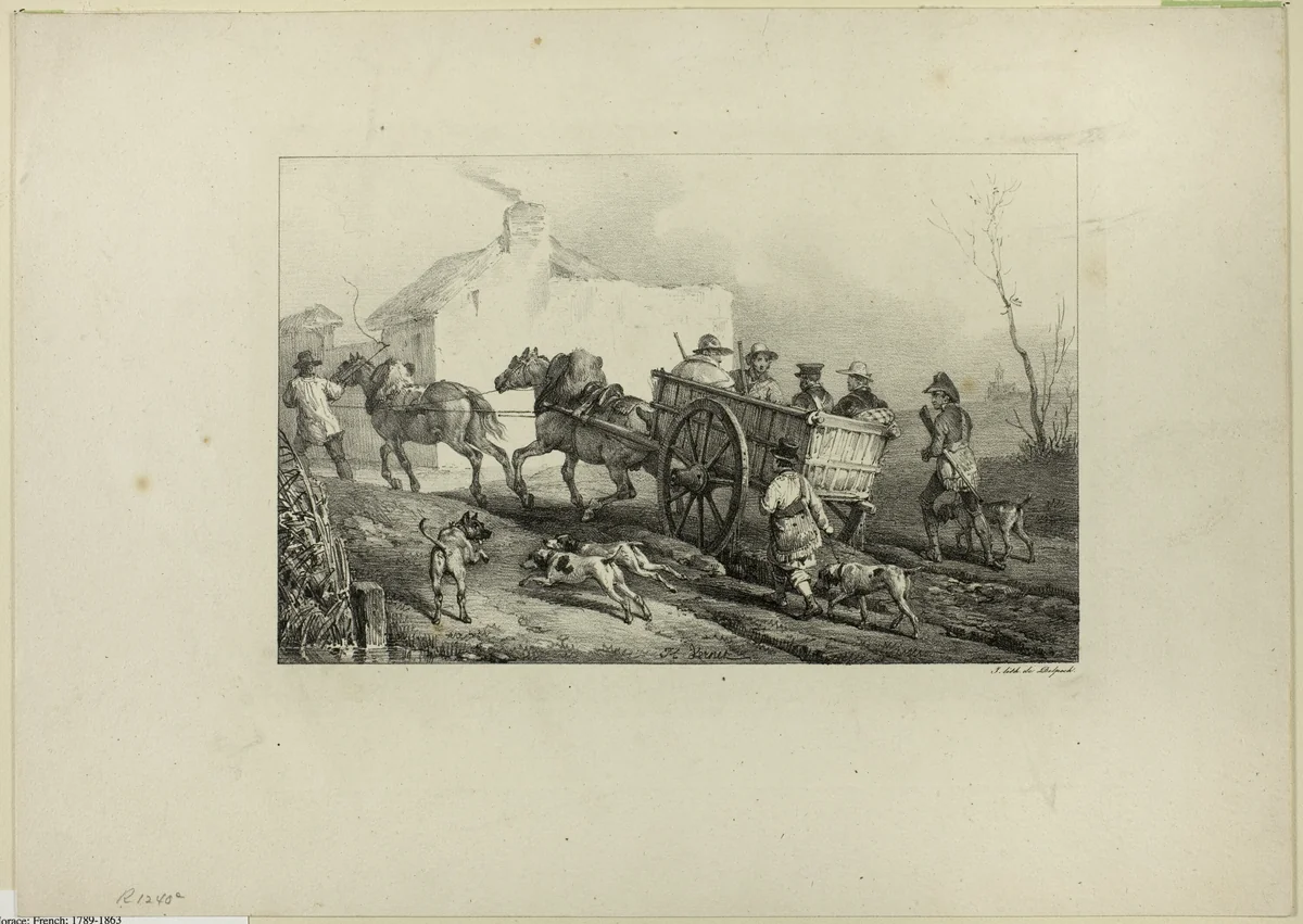 Hunters by Horace Vernet, print, 1809-1863