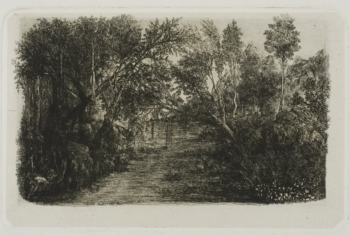 The Creek by Rodolphe Bresdin, print, 1880