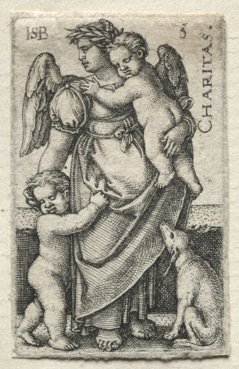 The Knowledge of God and the Seven Cardinal Virtues: Charity - Charitas by Hans Sebald Beham, print