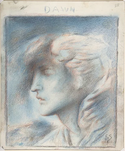 Dawn (Head of Hypnos) by Simeon Solomon, drawing, 1901