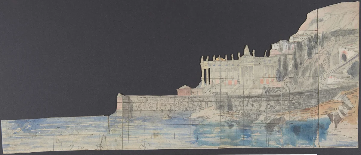 Design for a Stage Set at the Opéra, Paris by Eugène Cicéri, drawing, 1830-1890