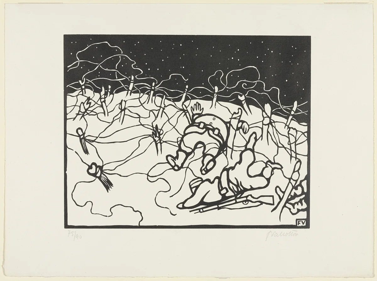 Barbed Wire (Les Fils de Fer) from This Is War (C'est la Guerre) by Félix Vallotton, print, 1916