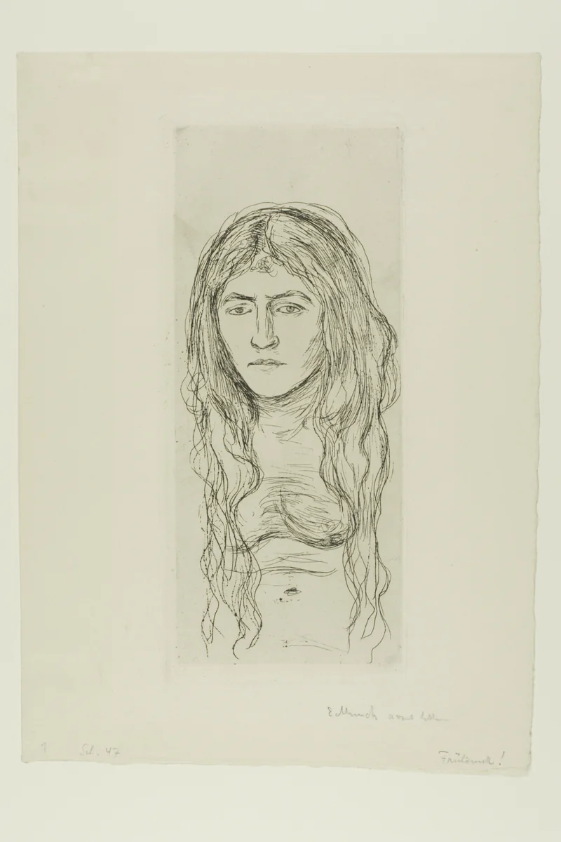 Woman with Long Hair by Edvard Munch, print, 1896