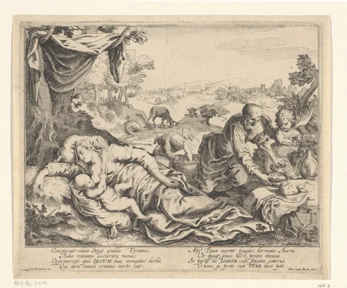 Rest on the Flight into Egypt by Unknown, print, 1593-1660