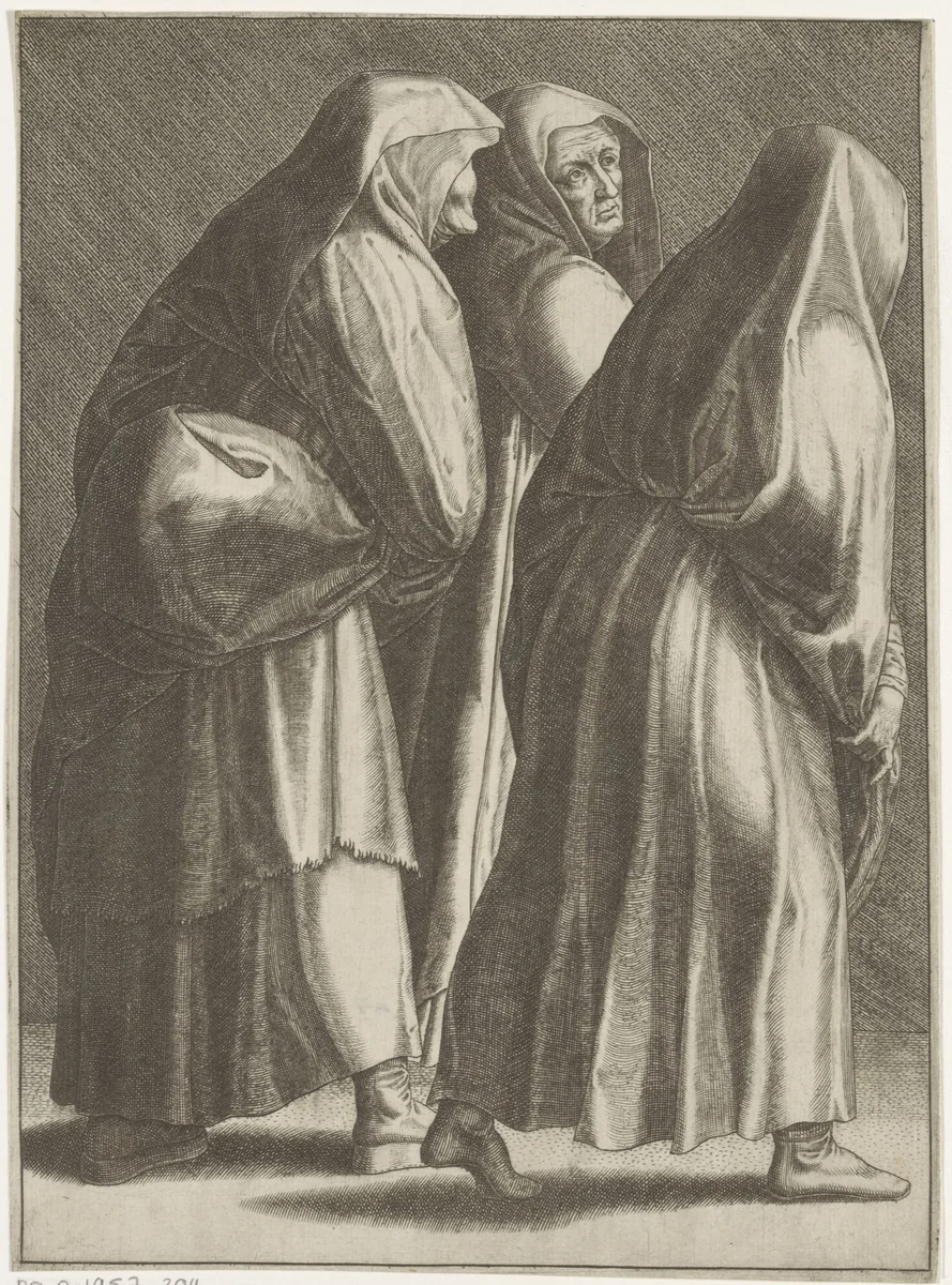Heilige vrouwen op weg naar het graf by anonymous, print, 1500-1536