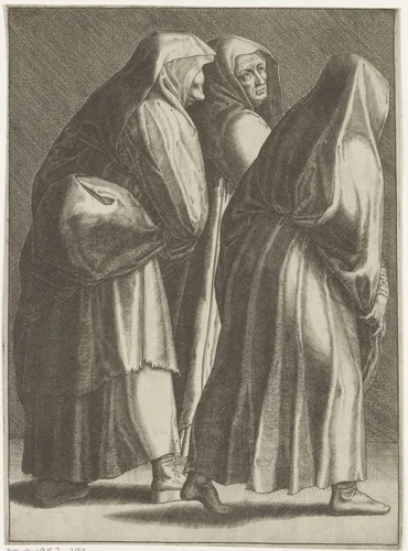 Heilige vrouwen op weg naar het graf by anonymous, print, 1500-1536