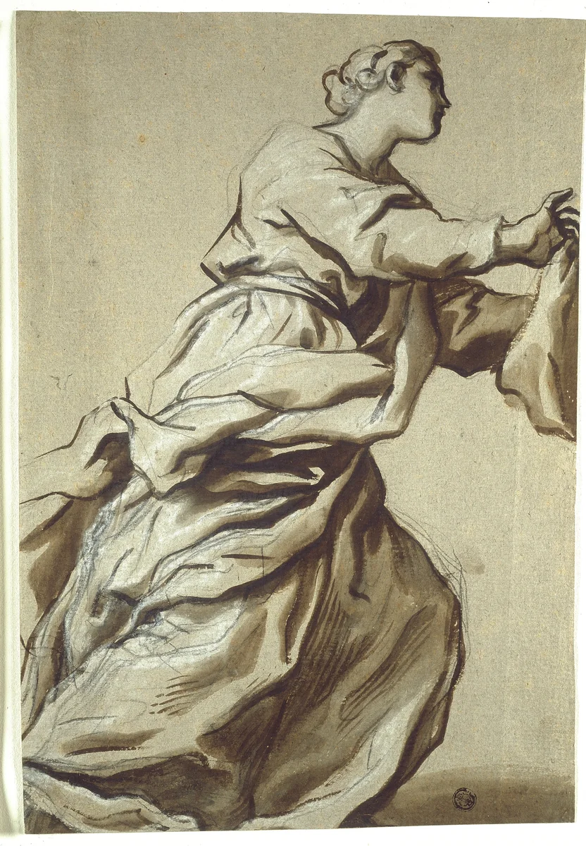 Study for Detail: Saint Veronica by Domenico Piola, drawing, 1675-1685