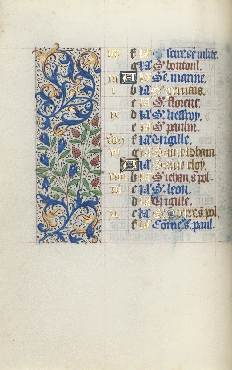Book of Hours (Use of Rouen): fol. 6v by Master of the Geneva Latini, book, 1465-1475