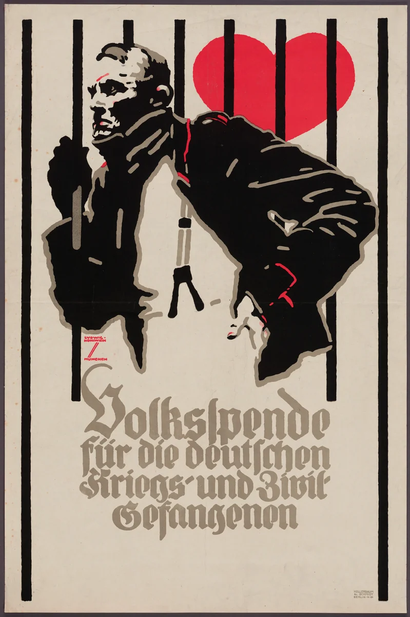 Volksspende für die Deutschen Kriegs und Zivil Gefangenen by Ludwig Hohlwein, design, 1918