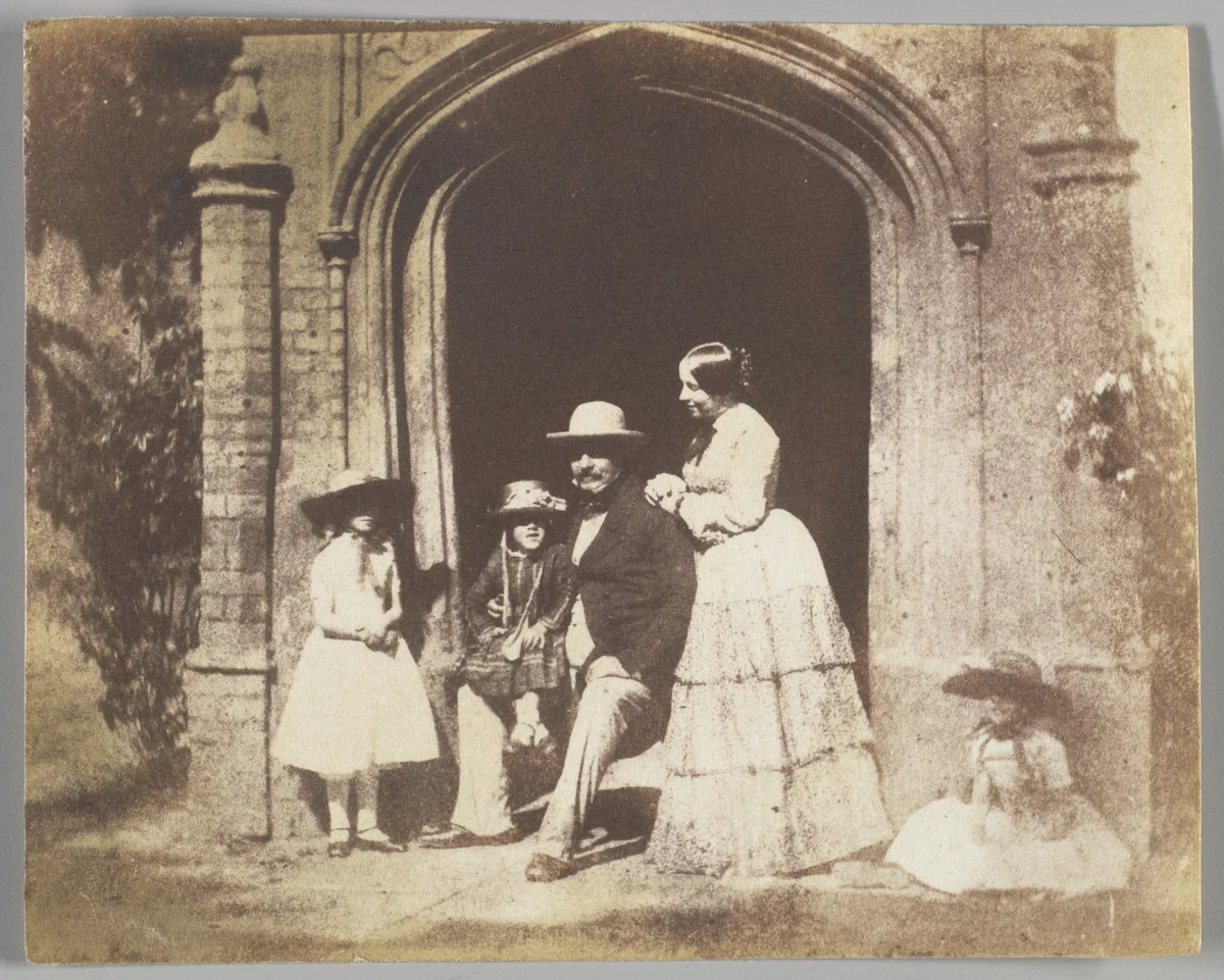 Family Group Portrait Posed in Doorway by Calvert Richard Jones, photograph, 1845-1849
