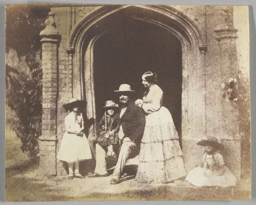 Family Group Portrait Posed in Doorway by Calvert Richard Jones, photograph, 1845-1849