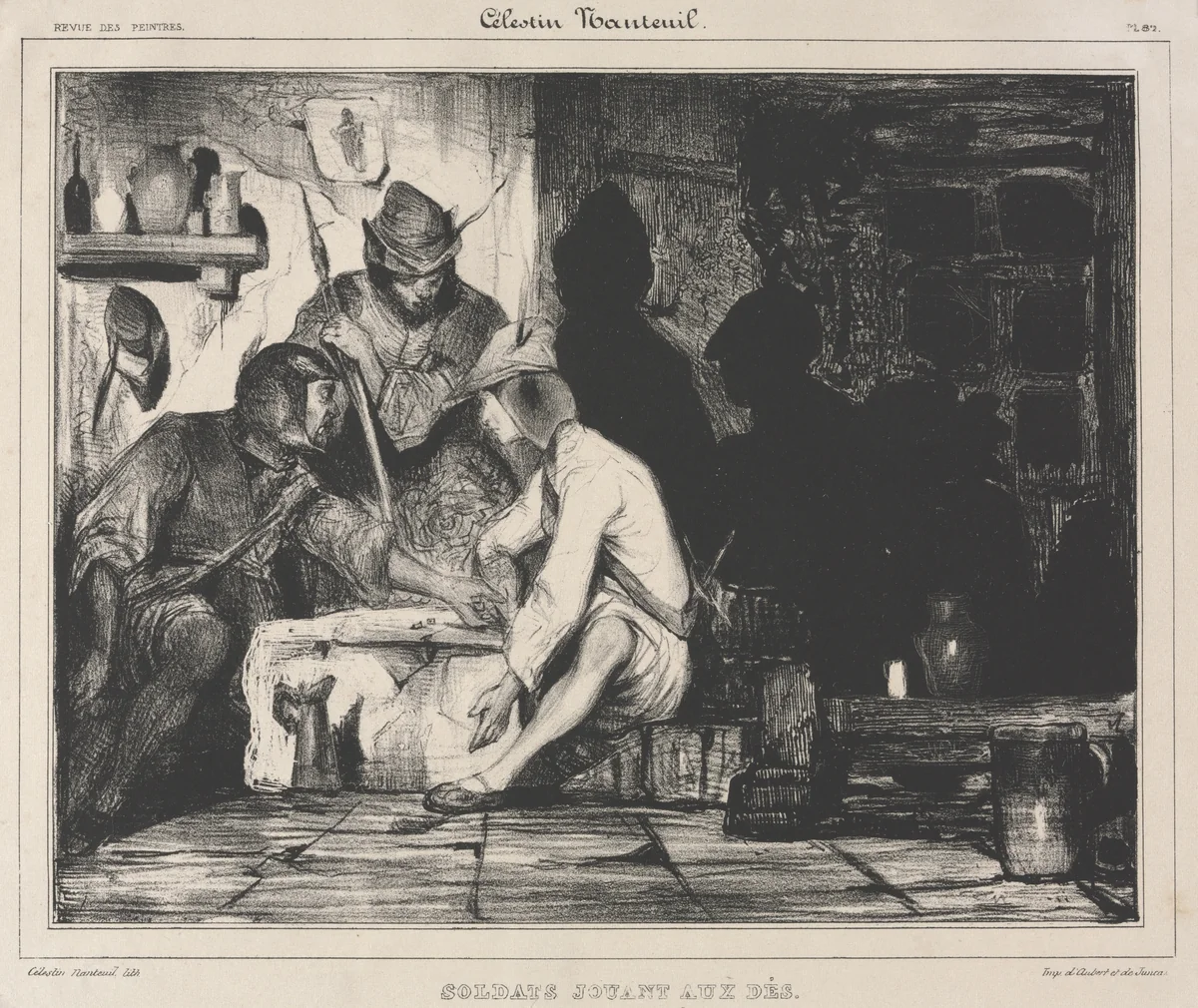 Soldiers Playing Dice by Célestin François Nanteuil, print, 1833-1873
