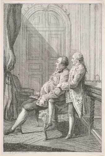 Louis-Philippe, Duc d'Orléans, and His Son, Louis-Phillipe Joseph, Duc de Chartres by Louis de Carrogis, print, 1759