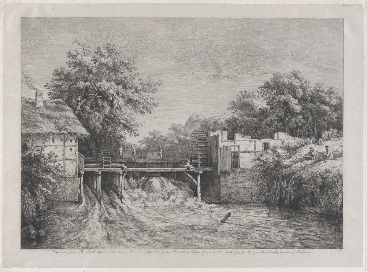 The Watermill, after a painting by Ruisdaël by Jean Jacques de Boissieu, print, 1782