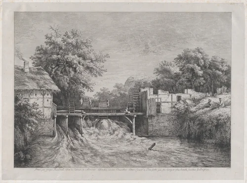 The Watermill, after a painting by Ruisdaël by Jean Jacques de Boissieu, print, 1782