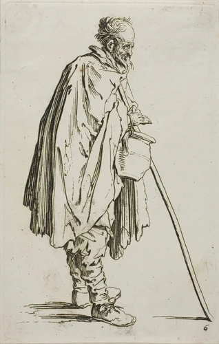 The Beggar with a Footwarmer, plate six from The Beggars by Jacques Callot, print, 1617-1627