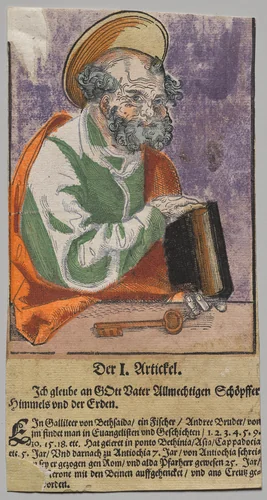 Peter from Christ, the Apostles, and Saint Paul by Lucas Cranach, print, 1563-1564