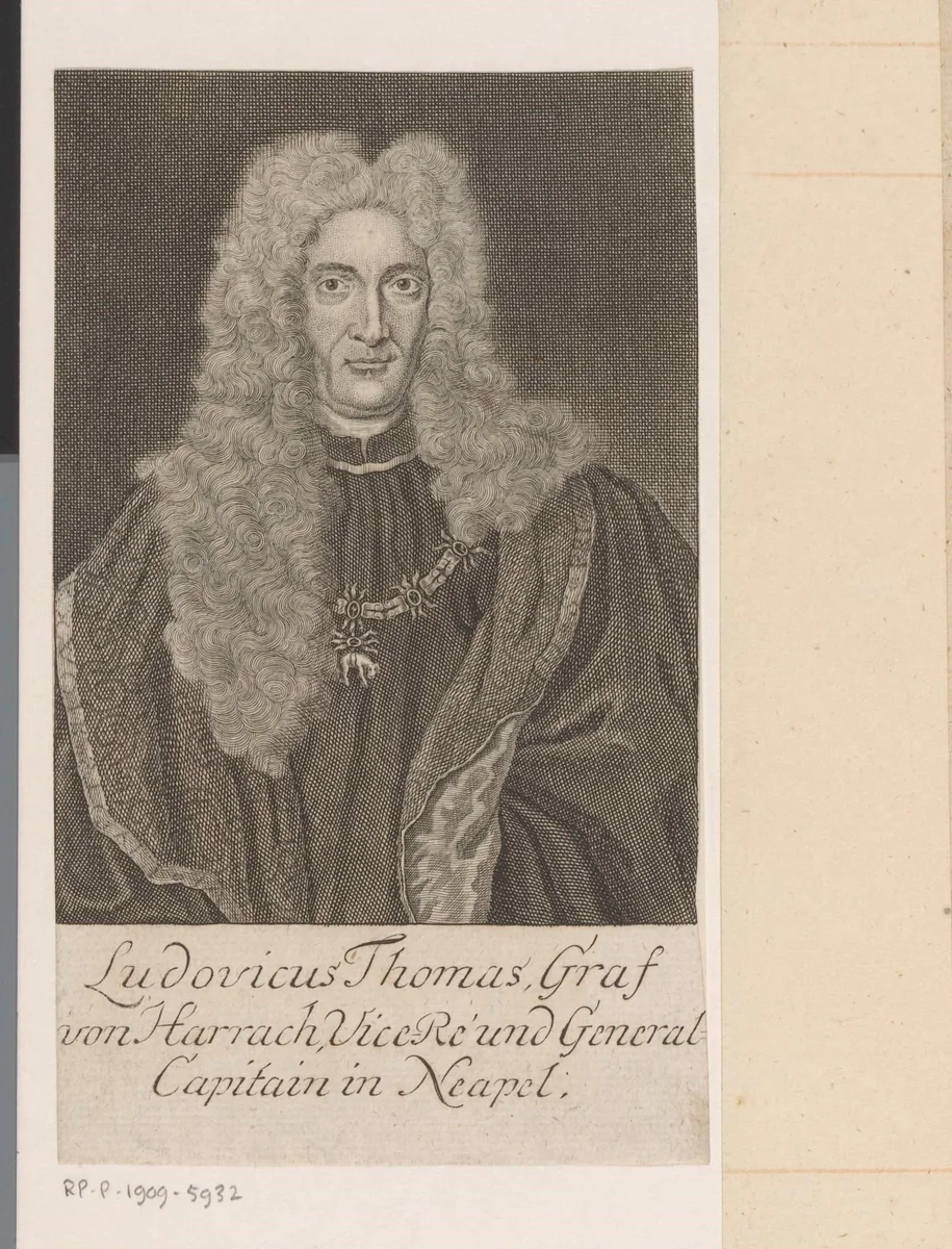 Portret van Aloys Thomas Raimund von Harrach by Martin Bernigeroth, print, 1730