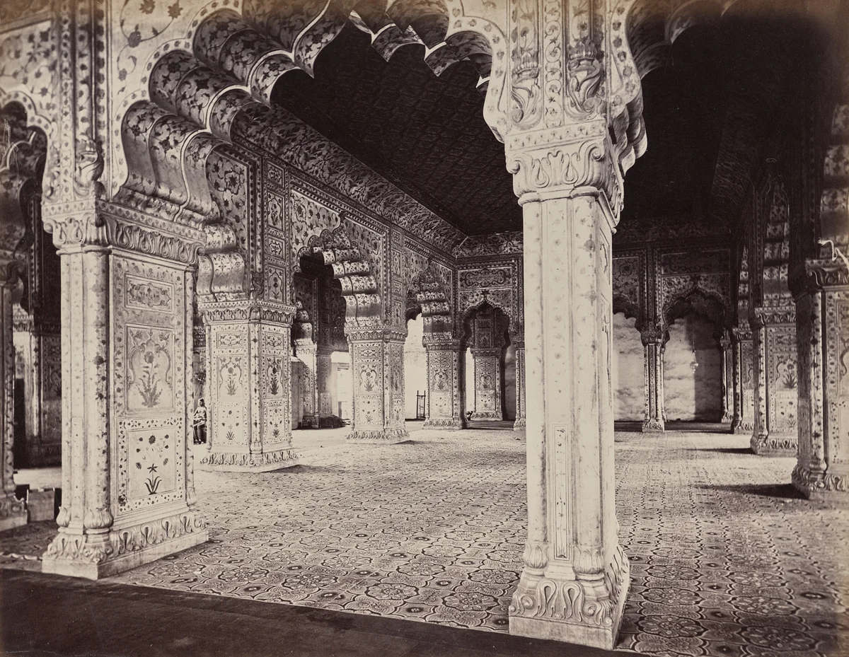 Delhi. The Emperor's Palace. Interior of Dewani in Private Hall by Samuel Bourne, photograph, 1863-1870