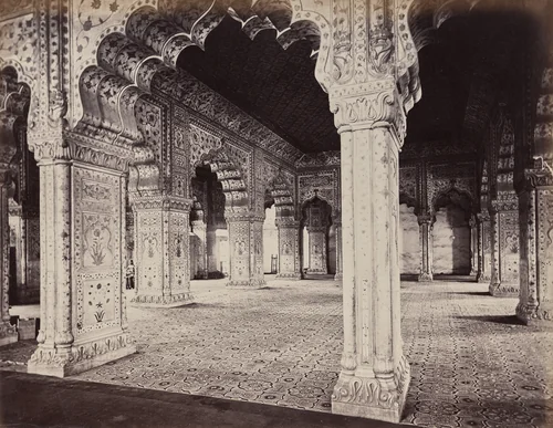 Delhi. The Emperor's Palace. Interior of Dewani in Private Hall by Samuel Bourne, photograph, 1863-1870