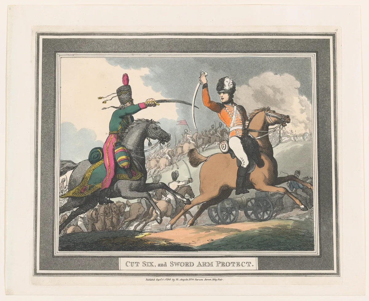 Cut Six, and Sword Arm Protect by Thomas Rowlandson, print, 1798