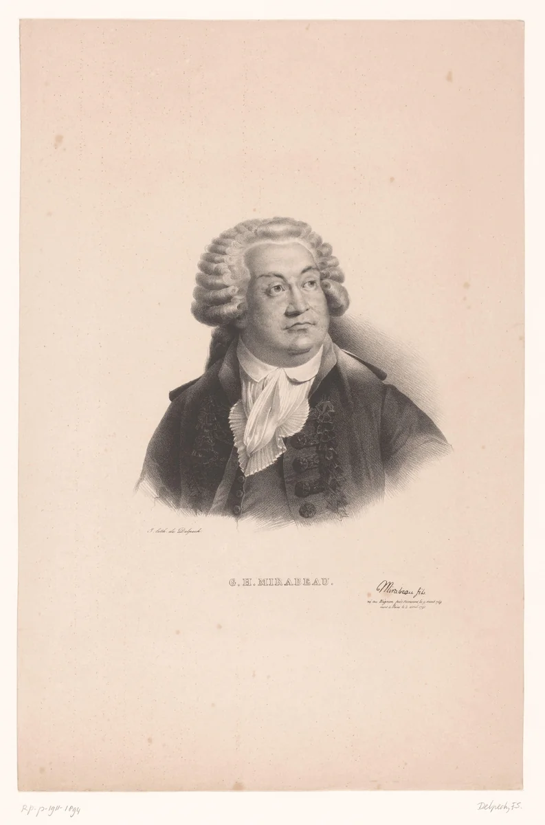 Portret van Honoré-Gabriel de Riqueti de Mirabeau by anonymous, print, 1818-1842