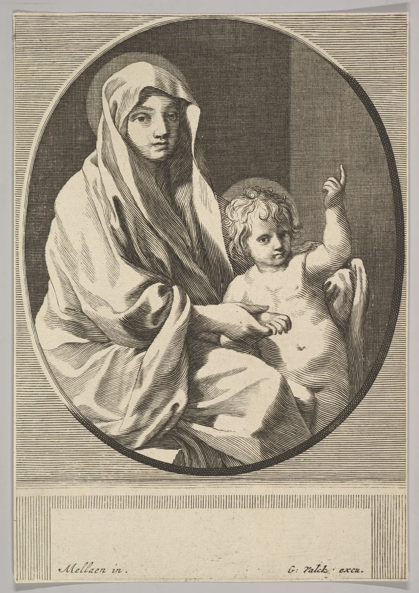 Virgin and Child by Gerard Valck, print, 1600-1688
