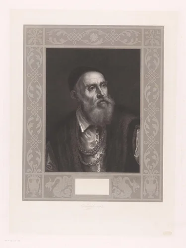 Portret van Titiaan by Eduard Mandel, print, 1843