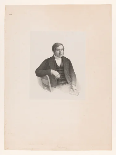 Portret van onbekende man by anonymous, print, 1820-1888