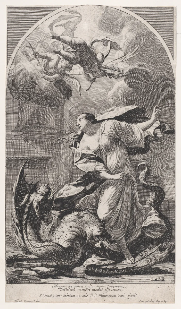 Saint Margaret by Michel Dorigny, print, 1639