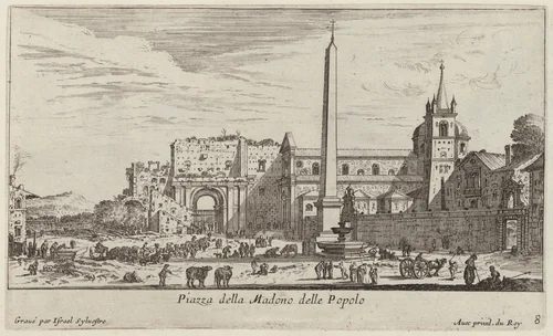 Piazza della Madono delle Popolo by Israël Silvestre, print, 1640-1660