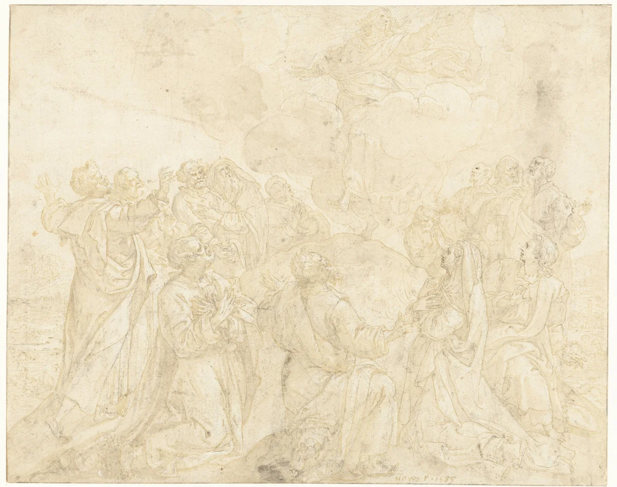 Hemelvaart van Christus by Maerten de Vos, drawing, 1585